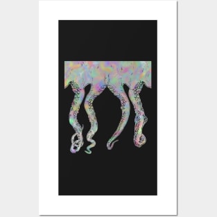 Weird rainbow octopus - pink Posters and Art